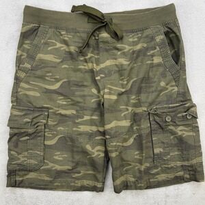 Airwalk Shorts Mens Large Green Camo Camouflage Cargo 100 Cotton Drawstring Y2K